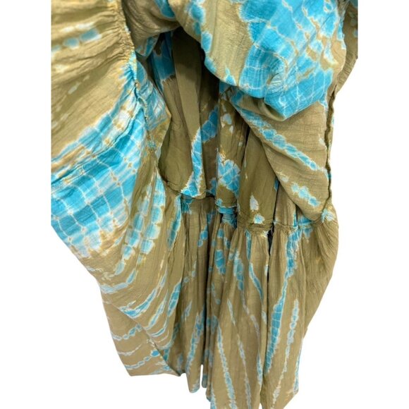 YFB Young Fabulous Broke Off Shoulder Tie Dye Maxi Dress Green Turquoise Size M - Picture 6 of 10
